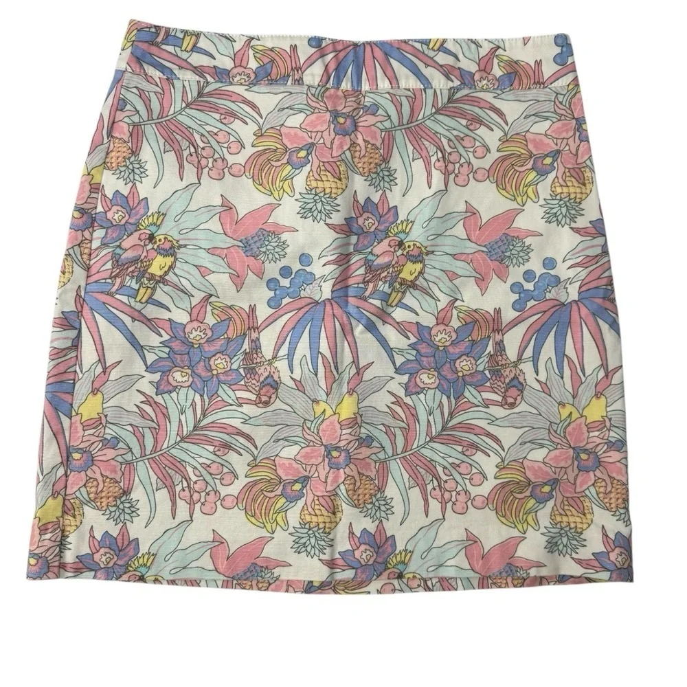 Talbots Pastel Tropical Parrot Print A-line mini skirt. Size 6